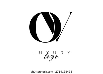 OV Serif Letter Monogramm Typografie Logo für elegante Premium-Branding-Identität
