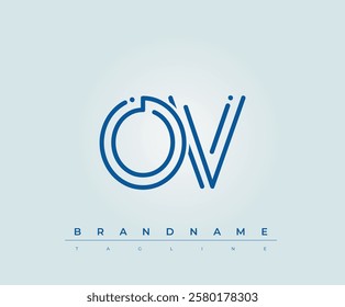 OV Technology Letter Logo Template. This tech letter logo is a graphic mark that uses letters to represent a technology company.
