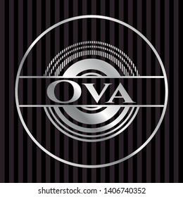 Ova silver shiny emblem]. Vector Illustration. Mosaic.