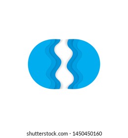 oval 3d paper cut shape decoration vector