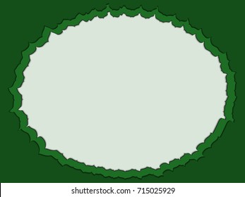Oval abstract green frame with shadow