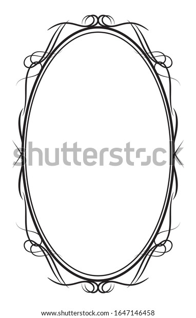 Oval antique ornament borders,\
calligraphic illustrations, black and white vector\
data