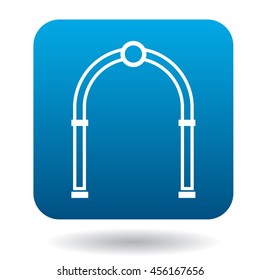 Oval arch icon in simple style in blue square. Construction and interiors symbol
