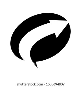 Oval Arrow Direction Vector Black Color Isolated
