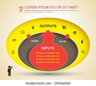 Oval arrow with icon for business concept. can use for brochure object, education diagram.