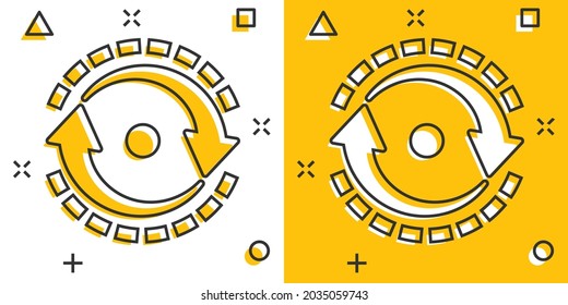 Oval mit Pfeilsymbol im Comic-Stil. Konsistente Wiederholung von Vektorgrafik auf weißem, isoliertem Hintergrund. Neuauflage des Geschäftskonzepts Splash-Effekt.