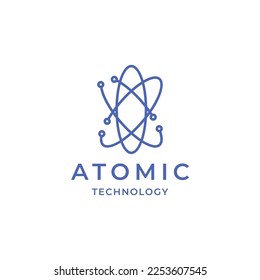 diseño de logotipo de tecnología de la ciencia atómica oval modelo de ilustración de iconos vectoriales