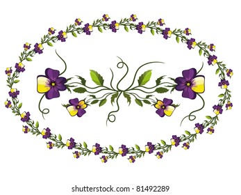 Oval background with pansies,vector