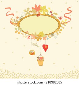 Oval banner for autumn design. Vector illustration
