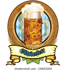 Oval banner with beer mug Bavaria-transparency and blending effects  gradient mesh-EPS 10