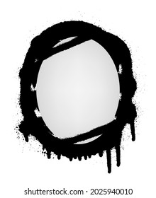 Oval banner on graffiti background. Vector blank with aerosol stains