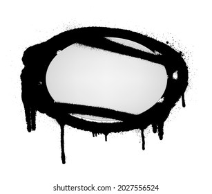 Oval banner on graffiti background. Vector blank with aerosol stains