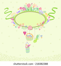 Oval banner for summer and spring design. Vector illustration