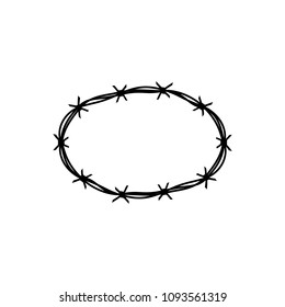 Oval Barbed Wire Frame Vector