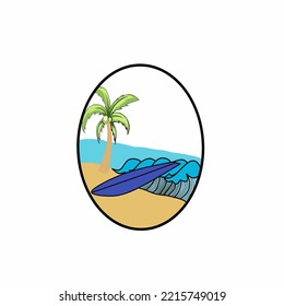 Oval Beach Logo Illustration Symbol