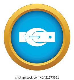 Oval belt buckle icon blue vector isolated on white background for any design