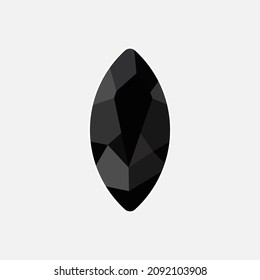 A Oval Black Onyx Stone With Grey Background All Vector