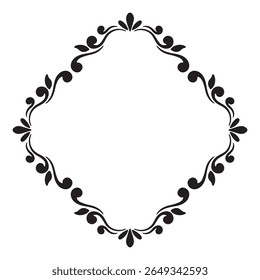 Oval black and white border frame deco vector art simple line corner