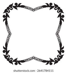 Oval black and white frame. Copy space. Vector clip art.