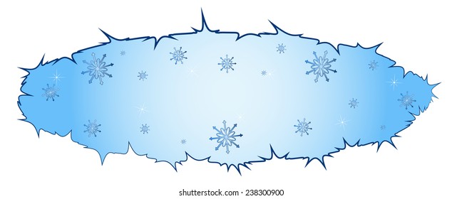 Oval blue banner with snowflakes, vector illustration