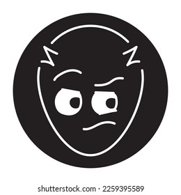 Oval blue character color line icon. Mascot of emotions. Pictogram for web page, mobile app, promo.
