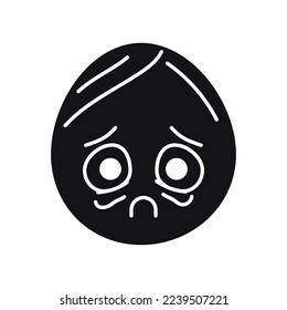 Ovales blaues, weinendes Zeichen-Farbsymbol. Maskottchen der Emotionen. Piktogramm für Webseiten, mobile App, Promo.