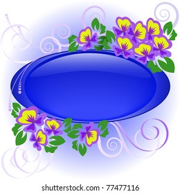 oval blue frame of the bouquet of violets