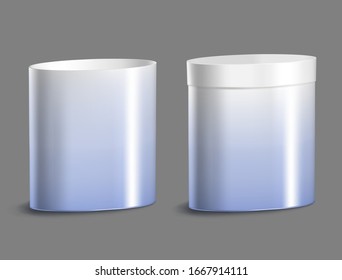 Oval blue  metal can for food, cookies and gifts.