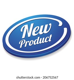 Oval Blue New Product Button On White Background