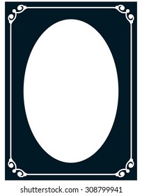 Oval border photo frame deco. Vector simple vertical line signboard