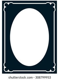 Oval border photo frame deco. Vector simple vertical line signboard