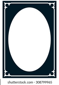 Oval border photo frame deco. Vector simple vertical line signboard