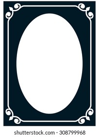 Oval border photo frame deco. Vector simple vertical line signboard
