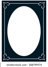 Oval border photo frame deco. Vector simple vertical line signboard