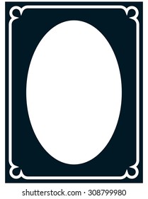 Oval border photo frame deco. Vector simple vertical line signboard