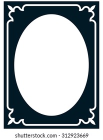 Oval border photo frame deco. Vector simple vertical line signboard