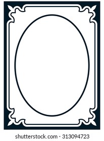 Oval border photo frame deco. Vector simple vertical line signboard
