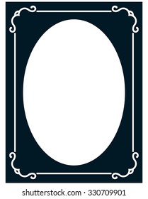 Oval border photo frame deco. Vector simple vertical line signboard
