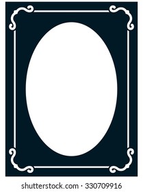 Oval border photo frame deco. Vector simple vertical line signboard