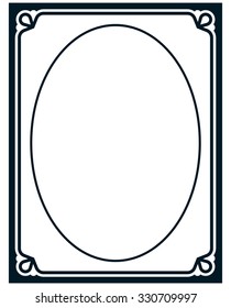 Oval border photo frame deco. Vector simple vertical line signboard