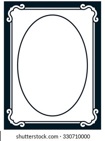Oval border photo frame deco. Vector simple vertical line signboard