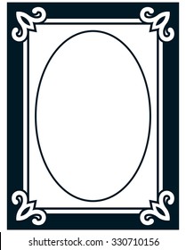 Oval border photo frame deco. Vector simple vertical line signboard