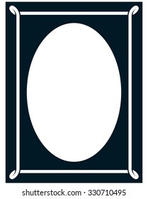 Oval border photo frame deco. Vector simple vertical line signboard