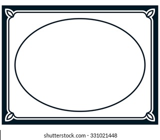 Oval border photo frame deco. Vector simple vertical line signboard