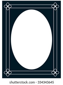 Oval border photo frame deco. Vector simple vertical line signboard