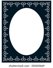 Oval border photo frame deco. Vector simple vertical line signboard