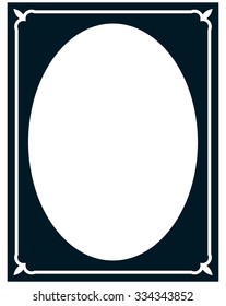 Oval border photo frame deco. Vector simple vertical line signboard