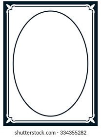 Oval border photo frame deco. Vector simple vertical line signboard