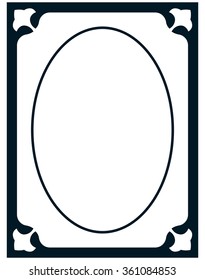 Oval border photo frame deco. Vector simple vertical line signboard