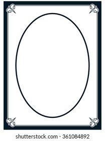 Oval border photo frame deco. Vector simple vertical line signboard